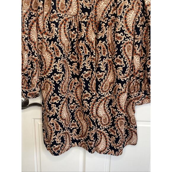 Banana Republic Women's Boho Paisley Corduroy Mini Dress Sz L 70s Peasant Flowy - Picture 3 of 15